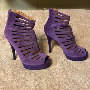 Colin Stuart Purple Suede Platform Heels